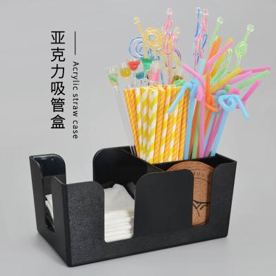 China Viable Wholesale Black Multifunctional Tissue Box Debris And Straw Storage Box for sale