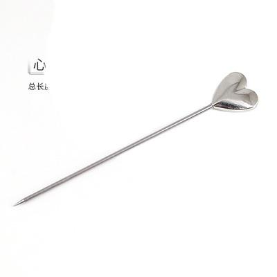 China Disposable Martini Cocktail Picks Type Olive Fork Bartender Fruit Sign Decoration Stainless Steel Pick Love Needle for sale