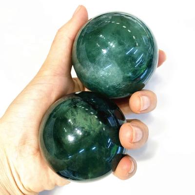 China High Quality Natural Europe Crystals Healing Stones Reiki Gemstone People Open Fluorite Quartz Crystal Ball Green Sphere for sale