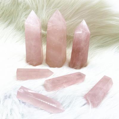 China High quality Europe healing crystal tower gemstone wand people open natural rose quartz crystal point for sale for sale