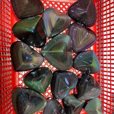 China Wholesale Europe folk wedding feng shui crafts rainbow obsidian heart folk souvenirs guests for decoration for sale