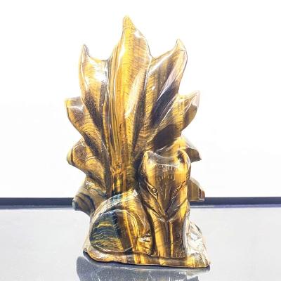 China Europe hot sale natural crystal animal gemstone carving folk crafts healing tiger eye crystal fox animal statue for clothes for sale