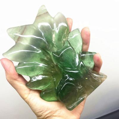 China Europe high quality feng shui gemstones people craft fluorite fox crystal carving animal statue for decoration for sale