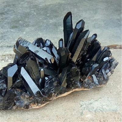 China wholesale natural stone europe feng shui quartz crystal phantom black cluster crystal therapy for decoration for sale