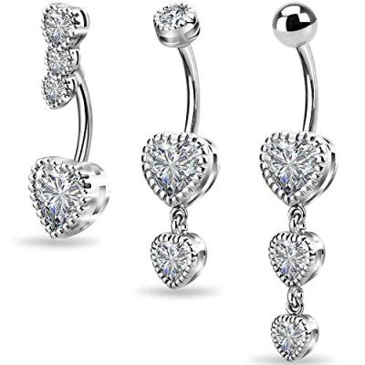 China FASHIONABLE Stainless Steel Jewelry Accessories Around Belly Button Ring Heart Shaped Micro Inlaid Zircon Navel Piercing Nail for sale