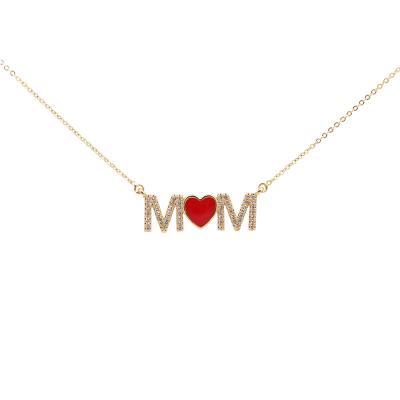 China Environmental Protection Mum Letter Necklace Color Micro Zircon Inlaid Mum Pendant Necklace For Mother's Day Gift for sale