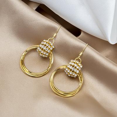 China Environmental Friendly Women Gold Plated Layered Circle Earrings Gold Color Geometry Circle Earring Jewelry for sale