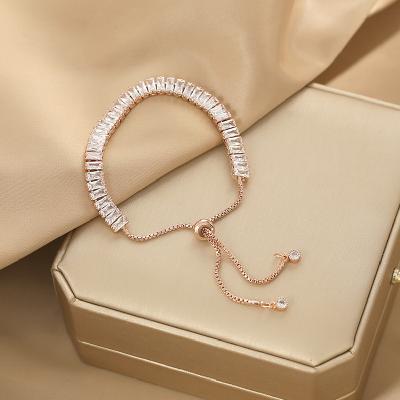 China Women's Adjustable Rose Gold Crystal Bracelet Shine Micro Inlaid Zircon Eco - Friendly for sale