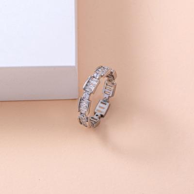 China High Quality High Quality Women Inlaid Zircon Rings Silver Plated Square Zircon Ring For Couples for sale