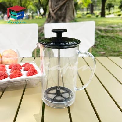 China WITH LID 600ml Espresso Maker Unbreakable Manual Plastic Pot Teapot Coffee Tea Percolator Coffee Tea Percolator Filter Press Plunger for sale