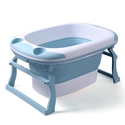 China Baby Washing Helpfully 2In1 Function Folding Kids Bathtub Plastic High Bucket Collapsible Baby Bathtub With Seat for sale