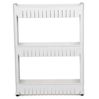 China Sustainable Plastic Household Portable Rack 3 Layers Storage Shelf for sale