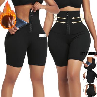 China Antibacterial Waist Trainer Logo Service High Waisted Gym Gaiters Compression Corset Gaiters Shorts for sale