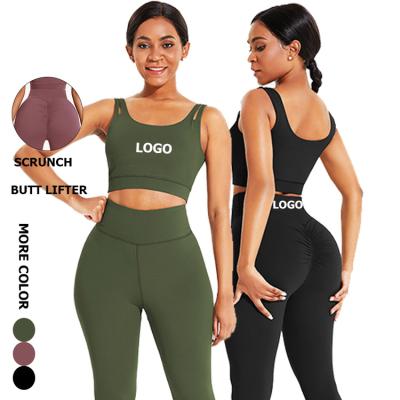 China Good Quality Breathable Two Piece Set Workout Clothing Sets Seamless Elasticity Gym Fitness Sets for sale