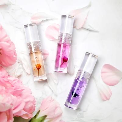 China Temperature Waterproof High Quality Crystal Lip Gloss Change Long Lasting Moisture Flowers Color Lip Oil for sale