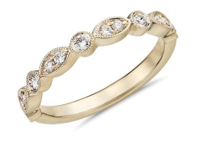 China 9K 0.13ct Gold And Diamond Stacking Rings 1.5MM witdth Round cut ODM for sale