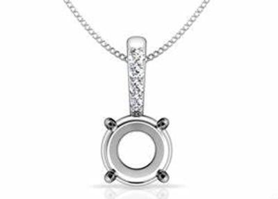 China 2.3g Semi Mount Pendant Settings , 18k White Gold Diamond Pendant 4pcs 0.1ct for sale