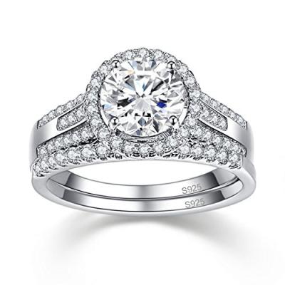 China 18K 14K 10k White Gold Ring , 1.8CT 8mm Womens Diamond Wedding Ring Sets for sale