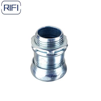 China Steel EMT Conduit Connector Coupling Electrical Cable Compression Type for sale