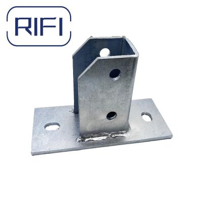 China RIFI Strut Channel Fitting Carbon Steel Galvanized Single Channel Post Base Solar Bracket for sale