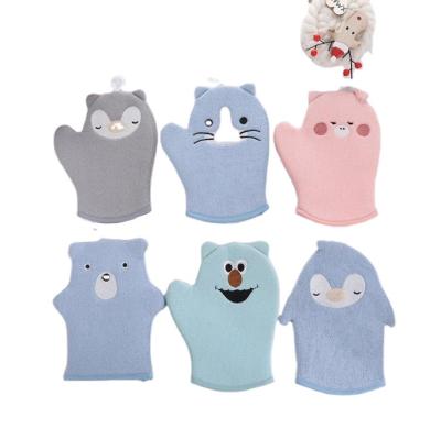 China EXFOLIATING Kids Bath Glove Cute Animal Body Mitt Deep Exfoliation Bath Scrub Sponge Exfoliating for sale