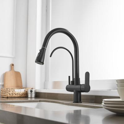 China Black High Quality Pure Kitchen Faucet Mixer Taps KR-810 Electric Double Outlet for sale