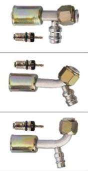 China #6 #8 #10 #12 Al joint with iron jacket R134a high & low pressure valve ( Female Flare)/auto ac hose fitting for sale