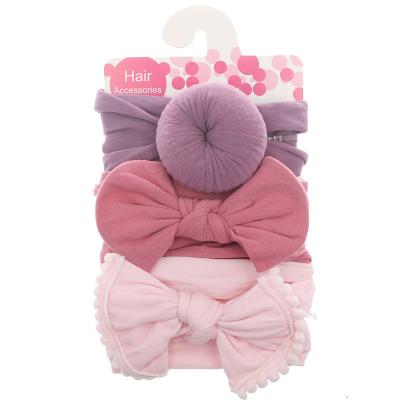 China Popular Europ 3pcs/Set Toddler Girls Material Friendly Baby Bows Knot Baby Turban Headband Sets For Girls for sale