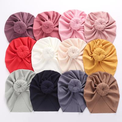 China Material Photography Friendly Props Solid Color Baby Bow Turban For Infant Girls Polyester Beanie Turban Baby for sale