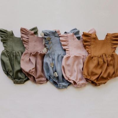 China Fashion Summer Waffle Romper Friendly Material Shorts Sleeves Baby Clothes Girl One Piece Overalls Baby Clothes Romper for sale