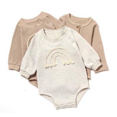 China 2021 Spring Overall Babies Rompers Autumn Newborn Baby Girl Rompers Long Sleeve Friendly Material Pure Color for sale