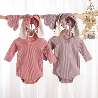 China 2021 Sheer Ear Long Sleeve Rabbit Color Friendly Material Home Pajamas Suit Suit Newborn Baby Romper Set for sale