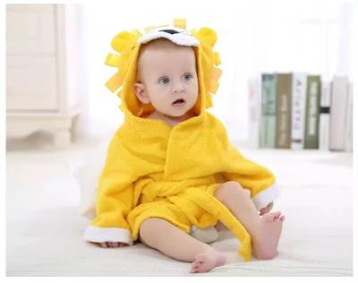 China Hot Selling Yellow Lion Boy Apron Super Absorbent QUICK DRY Terry Cotton Baby Bathrobe Soft Cotton for sale