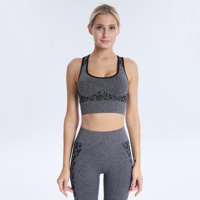 China Leopart-copy Women's Running Yoga Sets Suit High Waist Butt Lift Breathable Wholesale Seamless Gaiters for sale