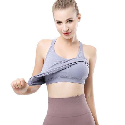 China Women's Antibacterial Yoga Vest Sleeveless Fitness Back Sexy Running Vest Long With Chest Pad for sale