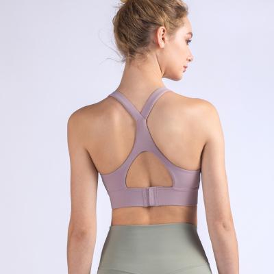 China Breathable yoga sports vest shockproof adjustable sports bra High-support high-impact gathered sports bra for sale