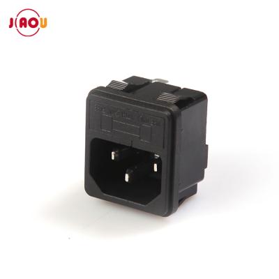 China JIAOU Material PA66 3 Pin Ac Power Socket With Industrial Nylon Fuse for sale