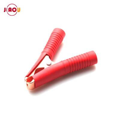 China JIAOU Battery Clip 90mm 100A Copper Plated Insulated Test Clip with PVC Coating Clip for Battery Charger for sale