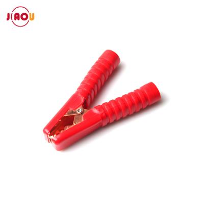 China JIAOU 140mm 200A Coplete Battery Clip Insulated Car Battery Clip Clamp / Red / Black Crocodile Gold Plated Clips for sale