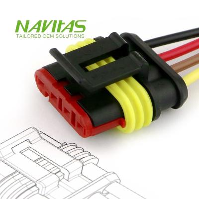 China Automotive Industry Tyco Amp 4pin 6mm Pitch Connectors GPT 18AWG Waterproof Cable for sale