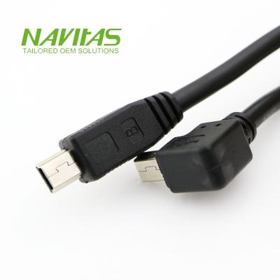 China MP3 / MP4 Player Custom Mini USB Micro B 5 pin Right Angle awm 2725 USB Data Cable Assembly for sale