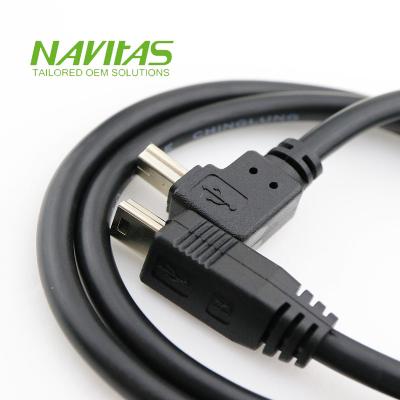 China MP3 / MP4 Player Mini USB B Male 5 Pins Cable Assembly 180 Right Angle for sale