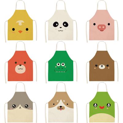 China Women's Canvas Apron Cartoon Printed Simplicity Modern Household Kitchen Household Kitchen Adult Bib Cleaning Bib for sale