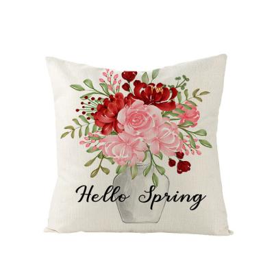 China Printing 2022 Springs Flowers Cushion Cover Canvas Cotton 45*45cm Pillow Case Cushions Pillow Cases Home Decor Pillow Covers for sale