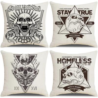 China Printing New Skull Printing Pillow Case Cover 45*45 Sofa Cushions Pillow Cases Cotton Home Decor Pillow Canvas Covers for sale