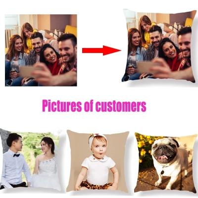 China Custom Peachskin Cushion Cover Linen Cotton Canvas Picture Pet Photo Design Pillowslip Gift Pillow Cover for sale