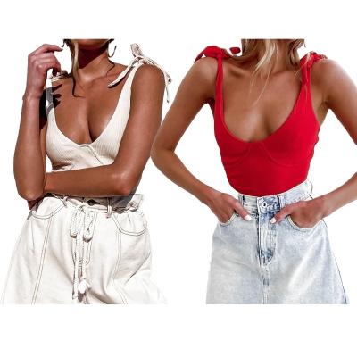 China Wholesale Price C.S.I. Tops Fashion Women's Slim Lace-Up U-Neck New Style Breathable Casual Warm Backless Crop Knitted Chic Suspenders for sale