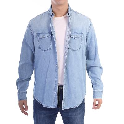 China New Style OEM Style Men's Long Sleeve Denim Sustainable Service High Quality Custom Men's Classic Denim Shirt Casual Jeans Shirts for sale