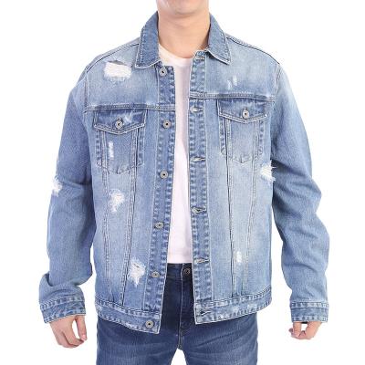 China Breathable Ripped Distressed Jean Jacket Spring Autumn High Quality Men's Cowboy Men's Bomber Jacket Slim Casual Solid Men's Denim Jacket for sale