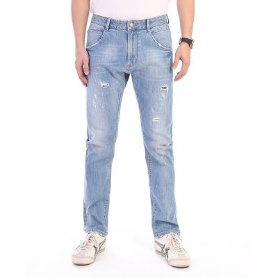 China Men Breathable Jeans OEM ODM In Cotton Breathable Zipper Fly Soon Running Stretch Straight Ripped Grinding Casual Customized for sale